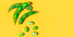 Fresh Soybeans Edamame On A Yellow Colored Background