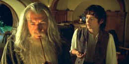 Ian McKellen as Gandalf with Elijah Wood as Frodo in "The Lord of the Rings."