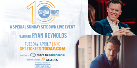 Join Sunday TODAY’s Willie Geist for a special live taping of Sunday Sitdown, featuring actor Ryan Reynolds.