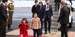 U.S. Vice President JD Vance, second lady Usha Vance, along with their children Mirabel and Vivek. Not shown is son Ewan.